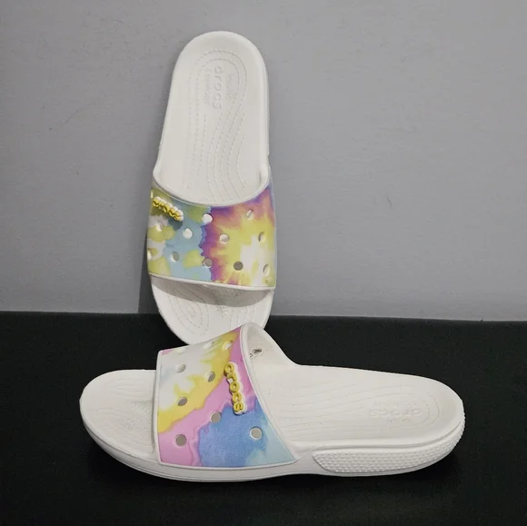 Mens Tie-Dye Crocs Classic Slides - Size 12 - Picture 1 of 7